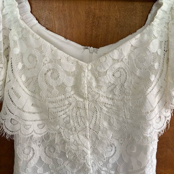 Promesa White Off The Shoulder Floral Lace Dress NWT Small Wedding Boho Formal - Picture 8 of 15